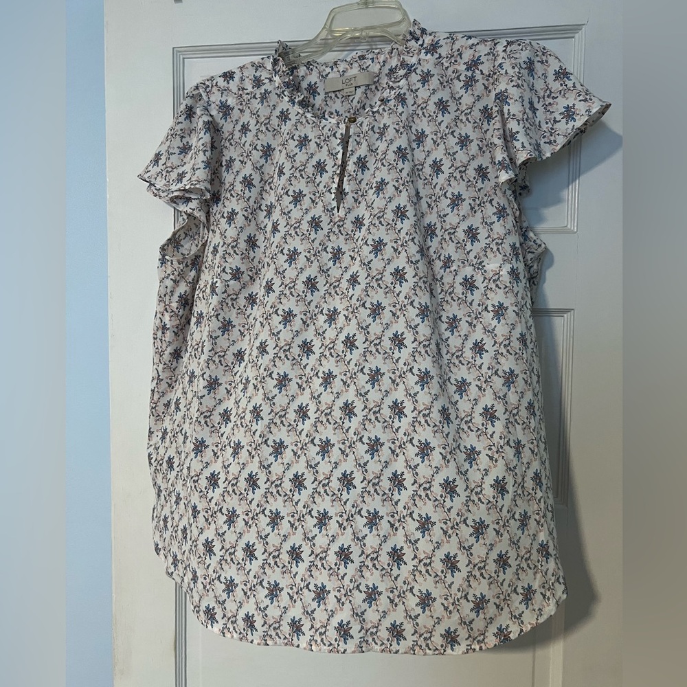 LOFT Pink Blue Floral Blouse Top LOFT Plus size 18